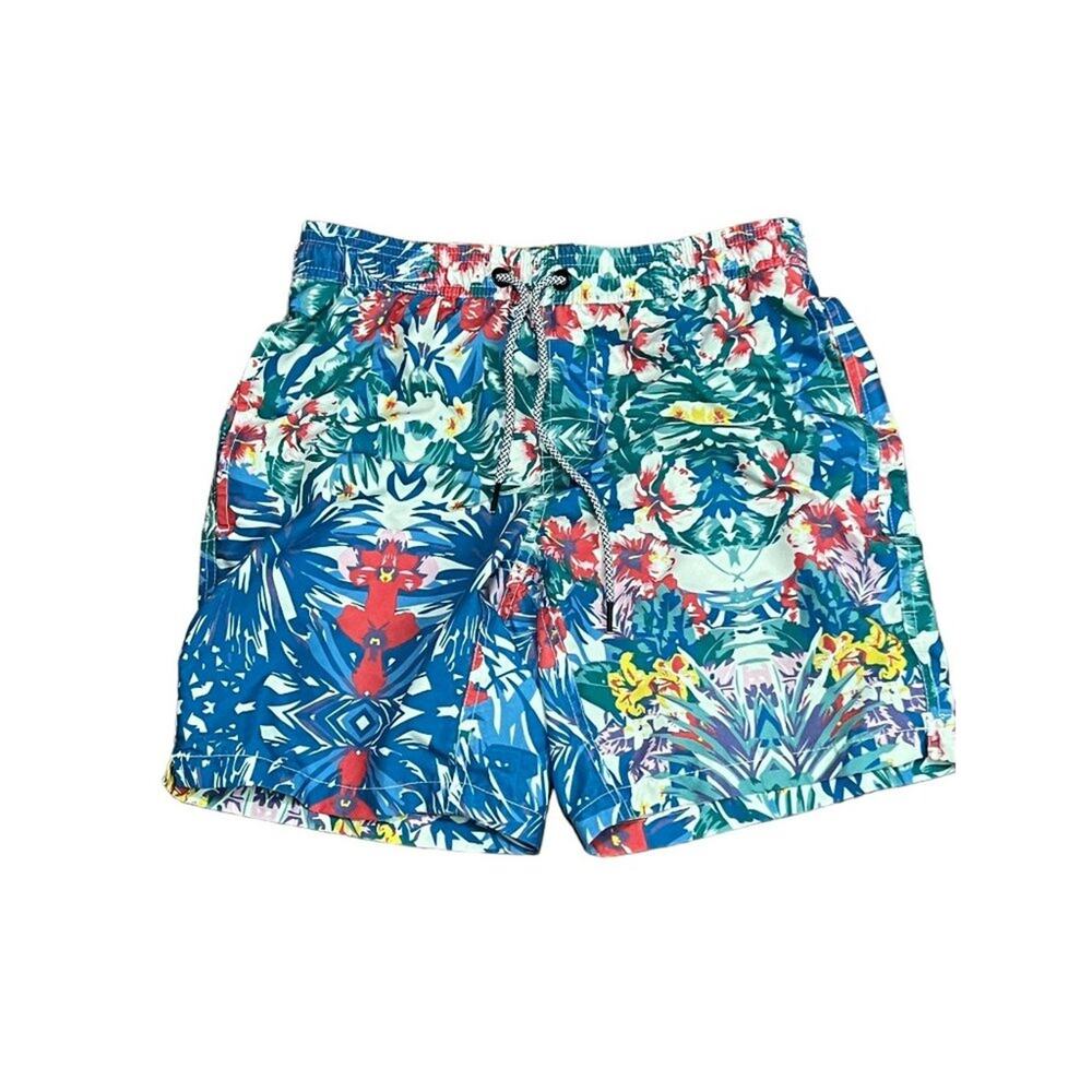 Maamgic Swim Short Men Size XSmall Trunks Mesh Lining Floral Pattern Print Beach